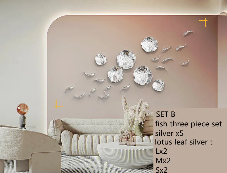 Afralia™ Carp Fish Lotus Leaf  Gold Wall Pendant - Bionics Home Decor