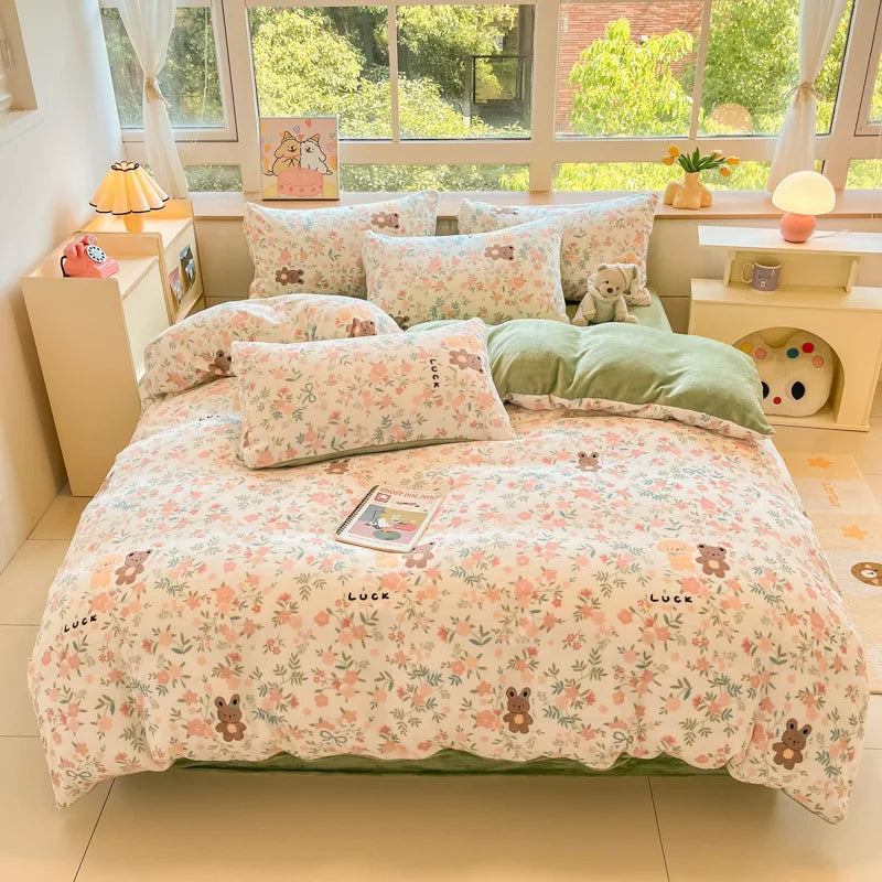 Afralia™ Soft Flannel Comforter Cover: Cute Pattern, Skin-Friendly for Warm, Cozy Sleep