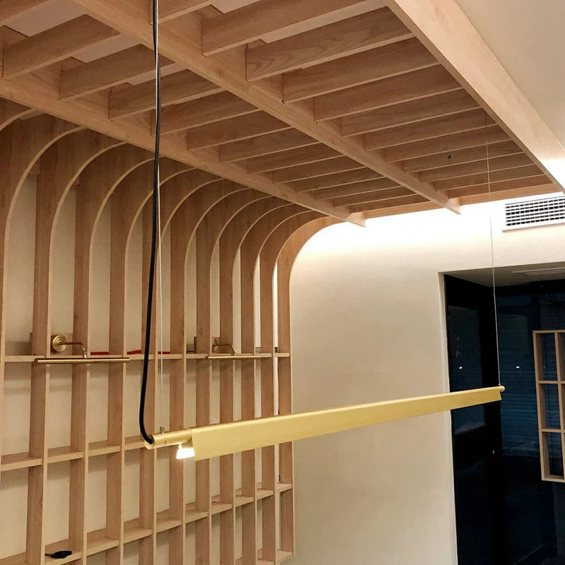 Afralia™ Scandinavian Linear LED Pendant Lamp for Living Room Office Restaurant Dining Table