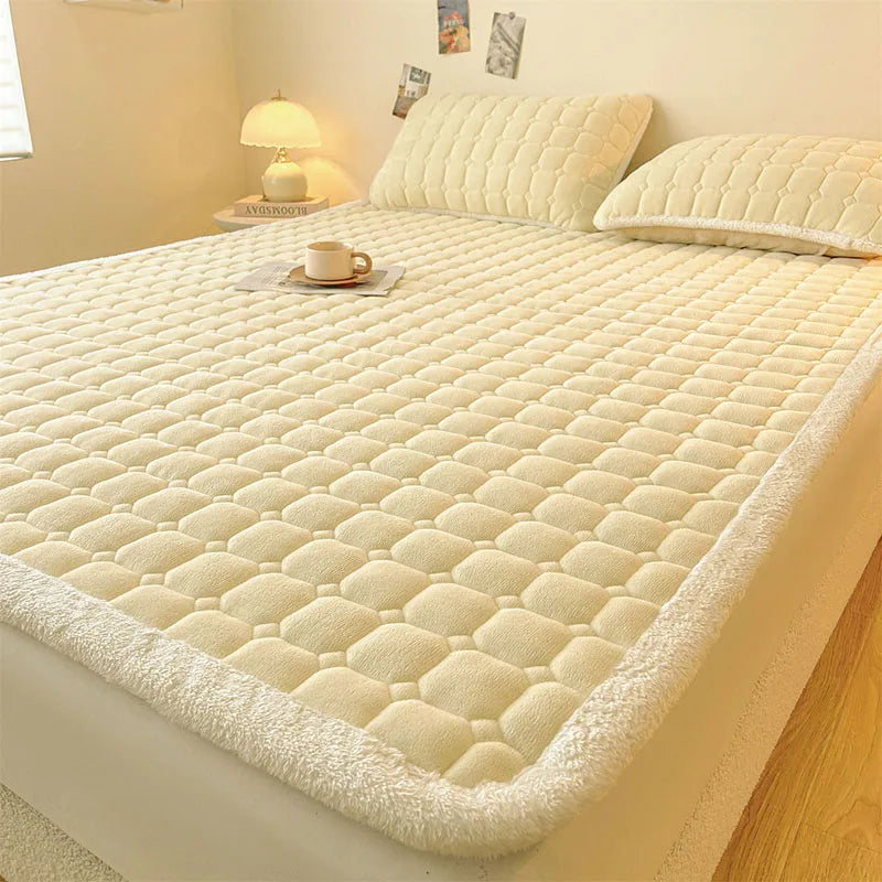 Afralia™ Milk Velvet Printed Mattress Topper: Thick Warm Cartoon Cushion for All Seasons