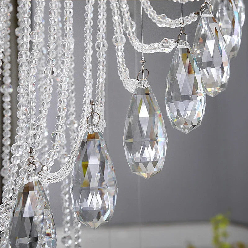 Afralia™ Modern Spiral Crystal Chandelier LED Pendant Light for Hotel Villa Decor