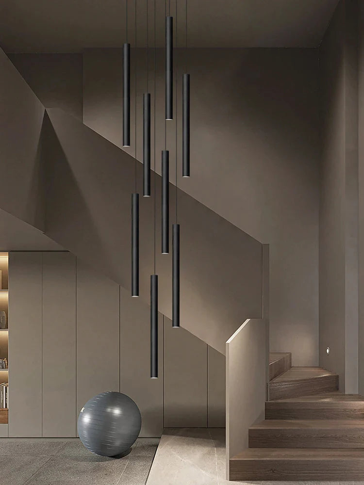 Afralia™ Tubular Chandelier: Modern Hanging Pendant for Living Room, Restaurant, Hotel, or Staircase