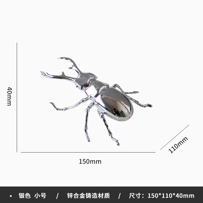 Afralia™ Silver Scarab Beetle Metal Figurine Home Decor Insect Sculpture