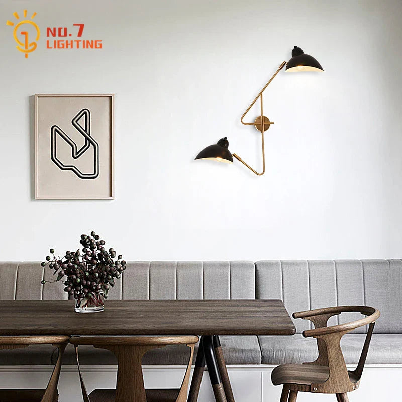 Afralia™ Copper LED Wall Lamp Double Head Rotatable for Living Room Bedroom