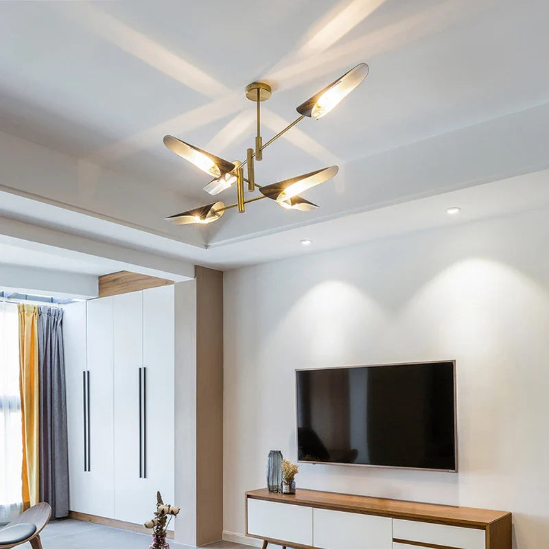 Afralia™ Modern Iron Hanging Ceiling Lamp LED Light Chandelier for Living Room Bedroom Shop Bar