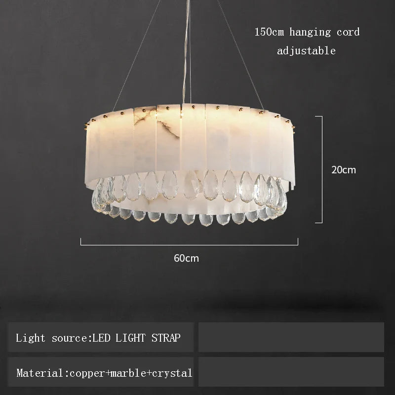 Afralia™ Crystal Marble Ceiling Chandelier LED Hanging Lamps for Dining Room