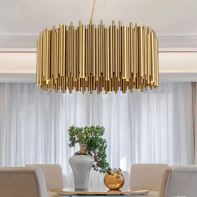 Afralia™ Gold Stainless Steel Chandelier LED Project Lamp