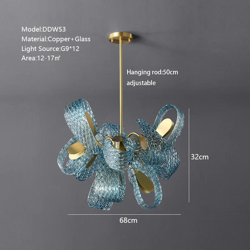 Afralia™ Flower Blue Copper Chandelier - Post-Modern Luxury Art Decor Light
