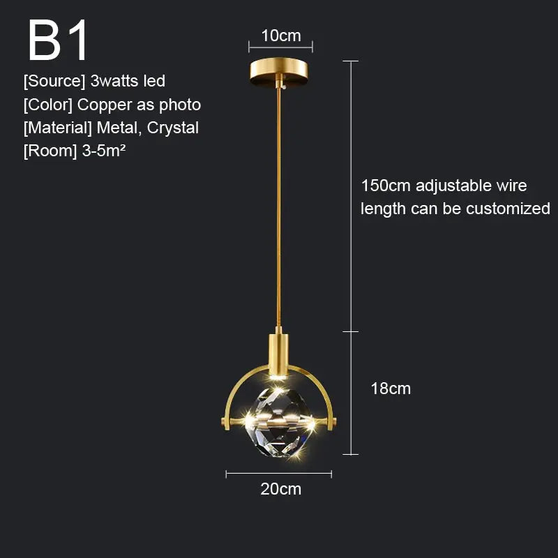 Afralia™ Crystal Pendant Lights Kitchen Fixture for Living Room, Dining Room, and Bedside