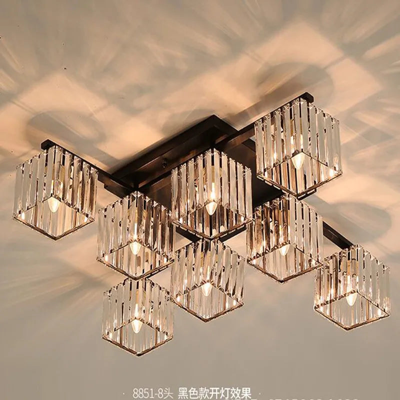 Afralia™ Square Crystal Ceiling Lamp: Modern Lighting for Living Room