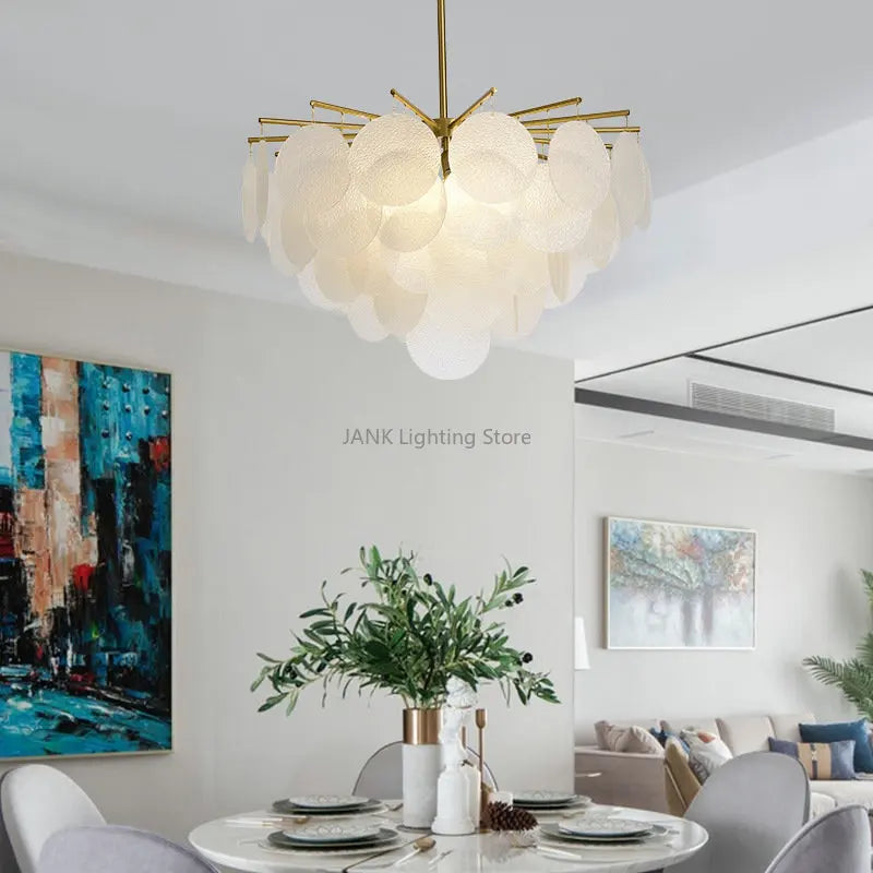 Afralia™ Glass LED Chandelier 50cm Diameter for Living Room, Dining, Island - Lighting Fixtures