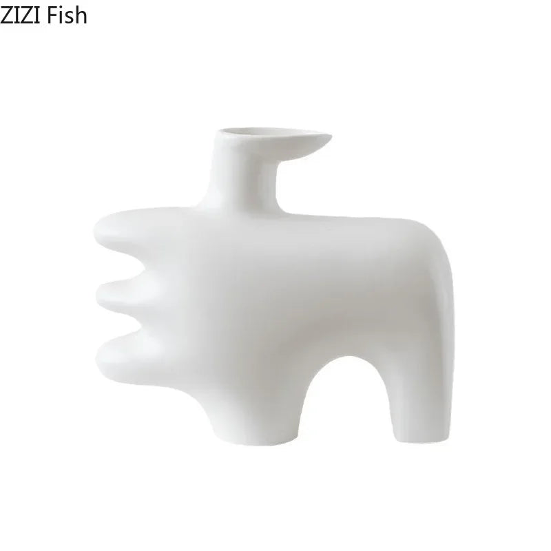 Afralia™ Thumbs Up Ceramic Vase Abstract Art Plant Pot Aesthetic Room Decoration