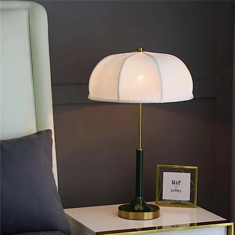 Afralia™ European Style Fabric Table Lamp for Living Room Bedroom Study E27 Bedside Light