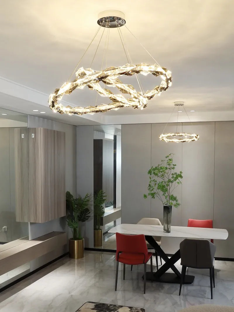 Afralia™ Modern Crystal LED Ceiling Chandelier Light Bundle for Stylish Indoor Decor