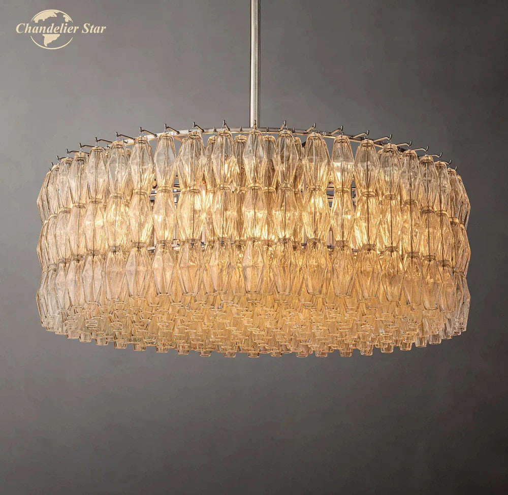 Afralia™ Chiara Clear Glass Modern Black Chandelier for Living Room Dining Kitchen