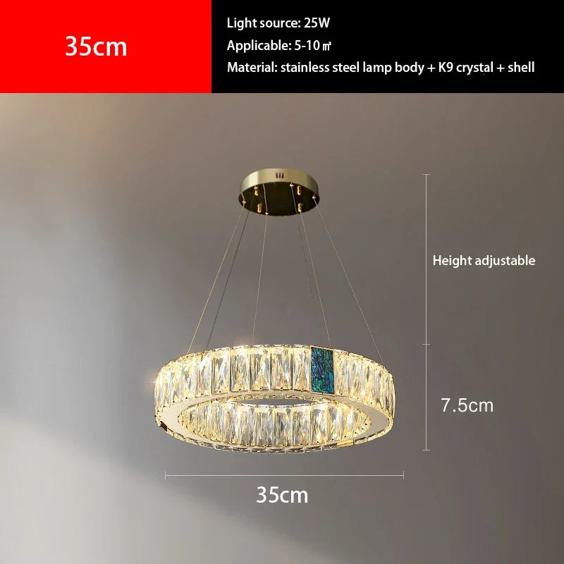 Afralia™ Crystal Round Ceiling Chandelier LED Lighting Fixtures for Kitchen Dining Room & Villa