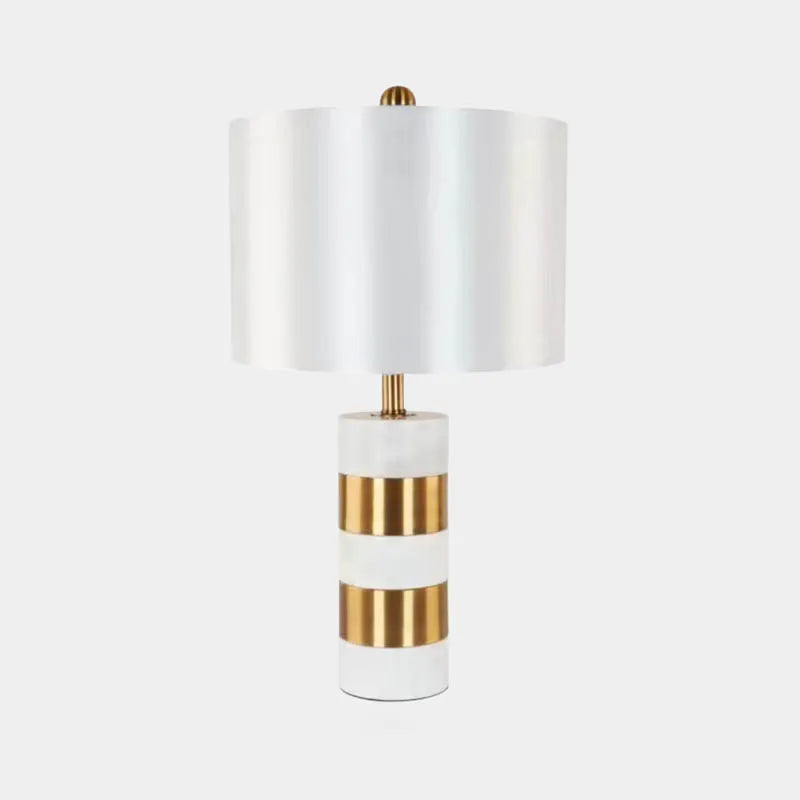 Afralia™ Oriental Marble LED Desk Lamp Classy Home Decor Luxury Textile Table Light.