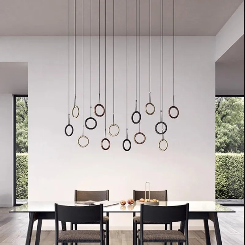 Afralia™ Metal Ring Pendant Lamp Italian Designer Restaurant Bar Studio Decor