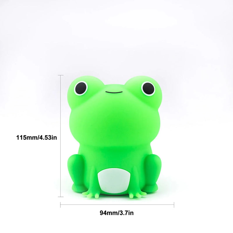 Afralia™ Silicone Frog Night Light USB Rechargeable Dimmable Touch Sensor Baby Bedroom Lamp