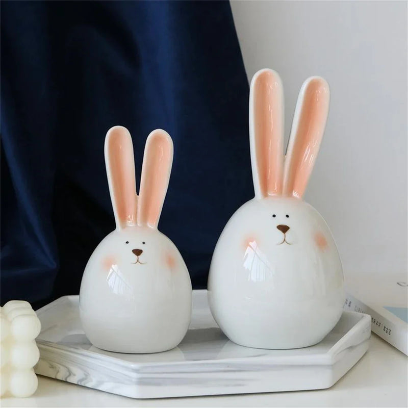 Afralia™ Long Eared Rabbit Head Home Decoration Living Room Ornament Bunny Crafts