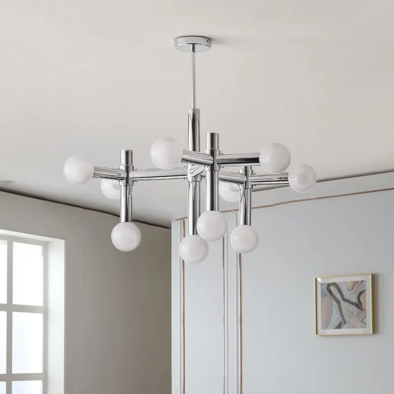 Afralia™ Modern LED Bauhaus Chandelier Chrome Finish for Living Room Bedroom Decor