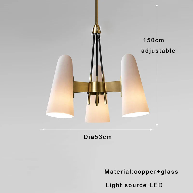 Afralia™ White Glass Rectangle Ceiling Pendant Light- Luxury Brass Fixture for Dining Room