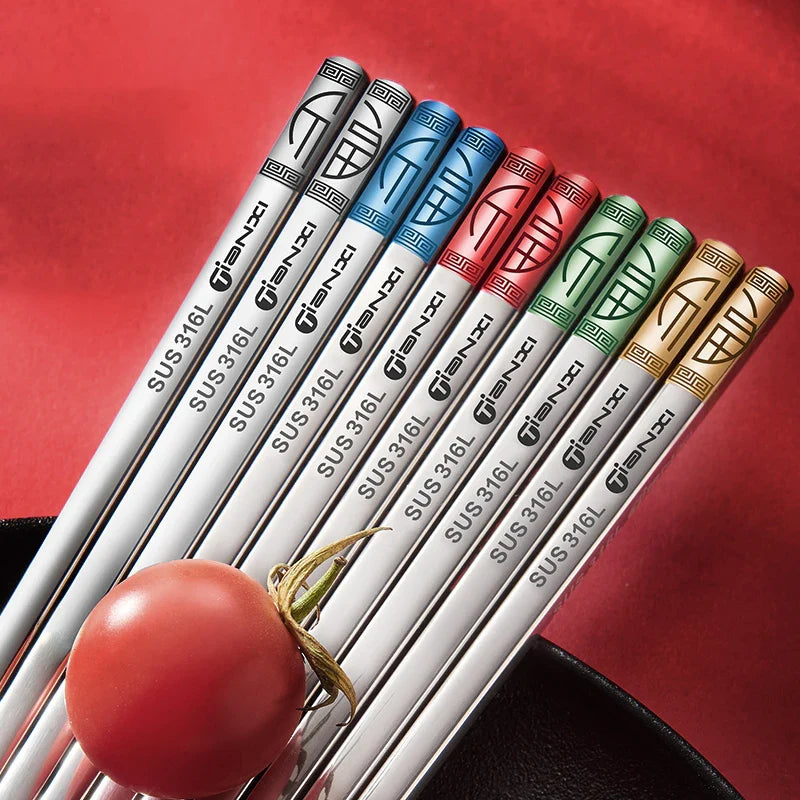 Afralia™ Stainless Steel Non-Slip Chopsticks Set for Elegant Dining