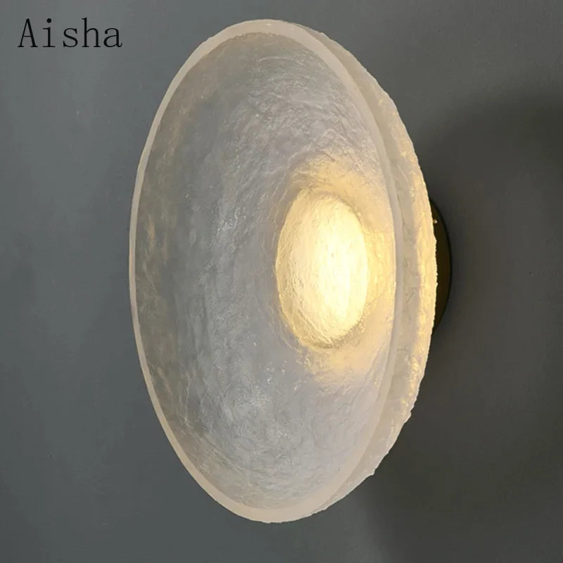 Afralia™ Round Clear Resin Wall Lamp LED Light for Living Room, Bedroom, Hotel