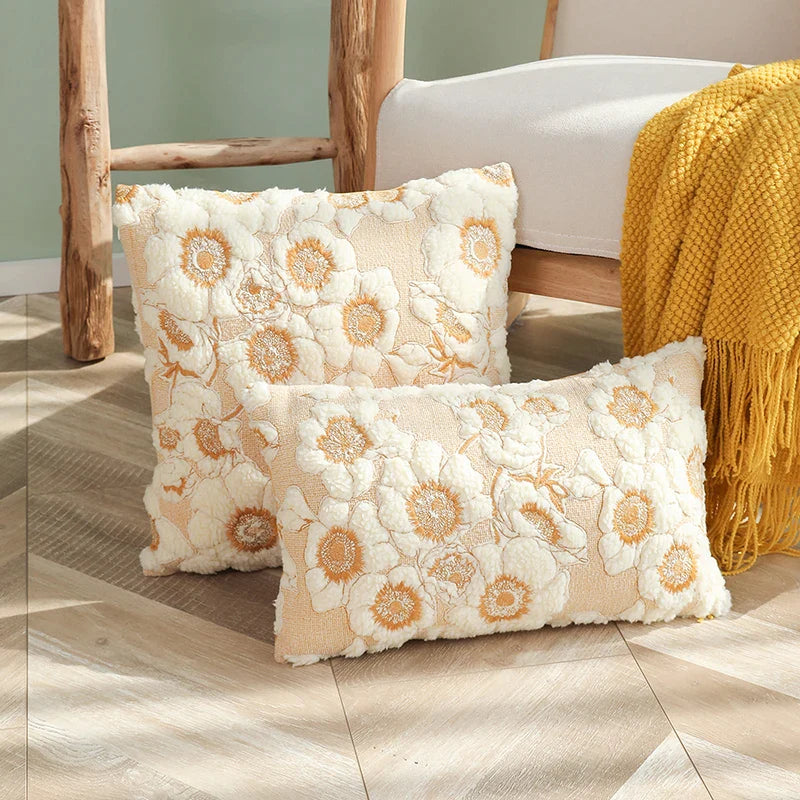 Afralia™ Sun Floral Embroidery Pillow Cover for Living Room and Bedroom