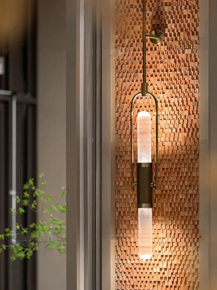 Art Deco Glass & Gold Metal Wall Lamp by Afralia™ - Elegant Home Lighting Sconce