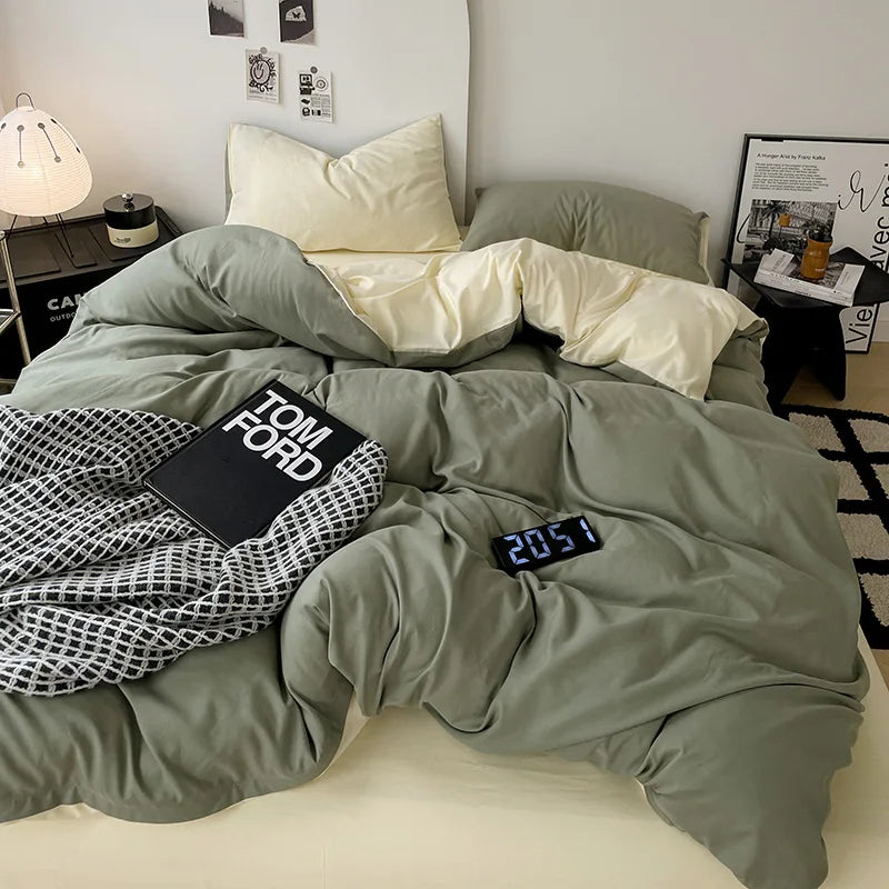 Afralia™ Cotton Bed Sets Comforter Cover Set with Corner Ties