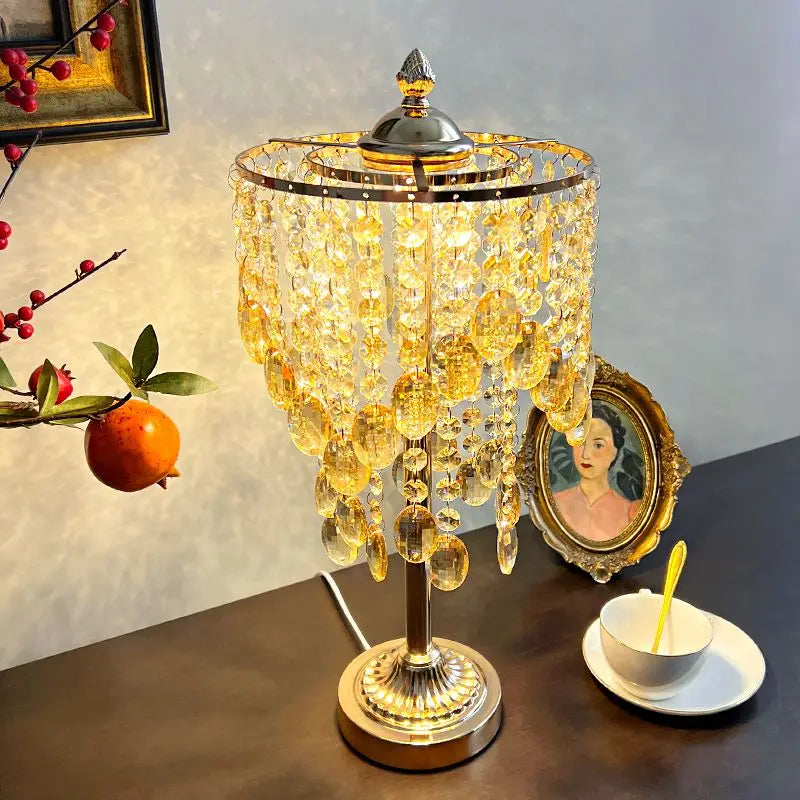 Afralia™ Crystal Glass Table Lamp with Round Stand for Bedroom Living Room