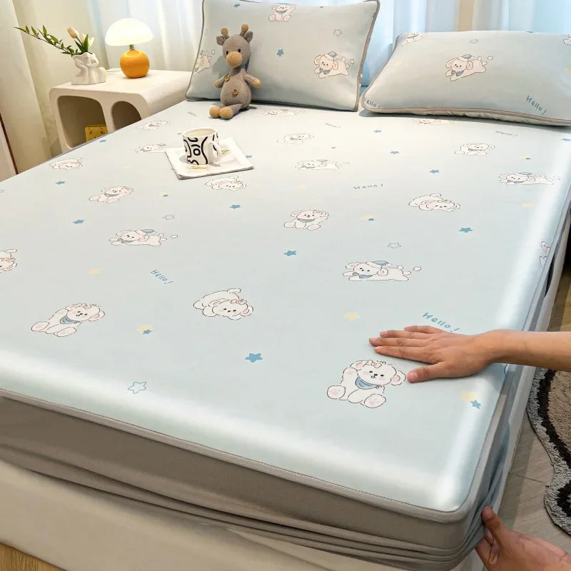 Afralia™ Cooling Ice Silk Mattress - 3Pcs, High Quality, Simple Pattern, Anti-Wrinkles.