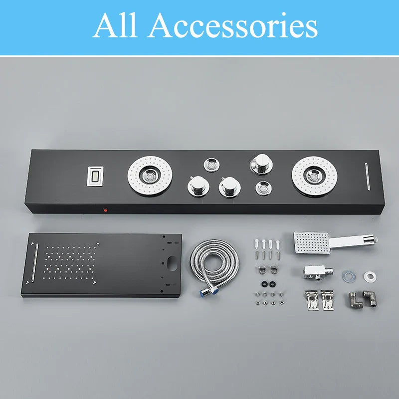 Afralia™ LED Shower Panel Tower Rain/Waterfall Massage Spa Jets Bathroom Column