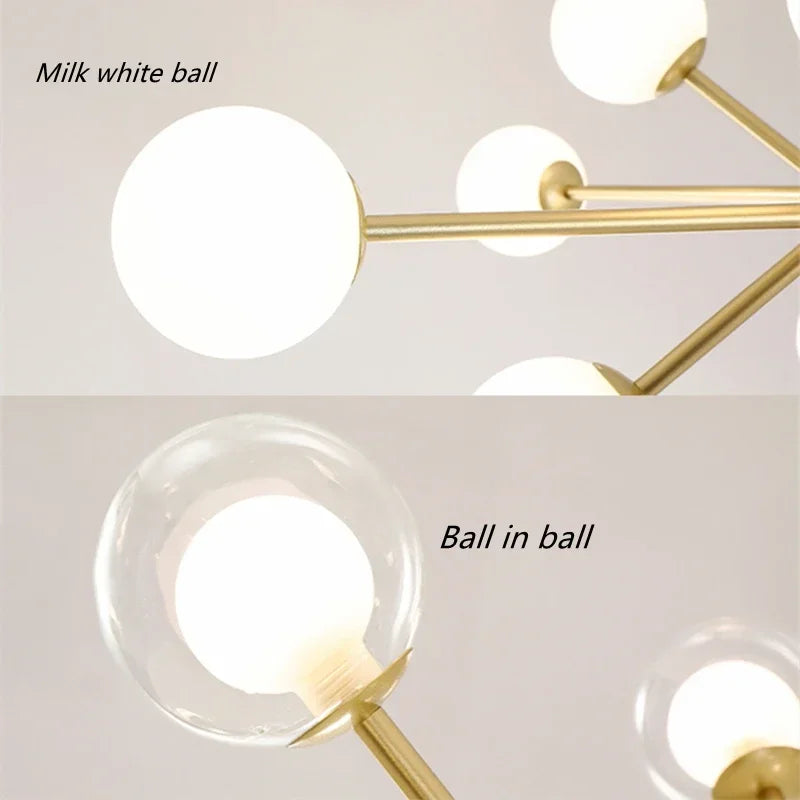 Afralia™ Glass Ball Modern Branch Chandelier - Magic Bean Design for Living Room