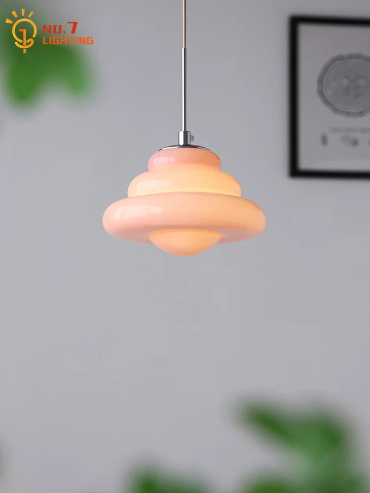 Afralia™ Cream Glass Pendant Lights LED G9 for Girl's Room & Kitchen