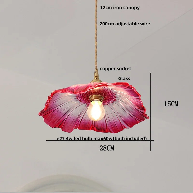 Afralia™ Purple Flower Glass LED Pendant Lamp - Modern Hanging Light