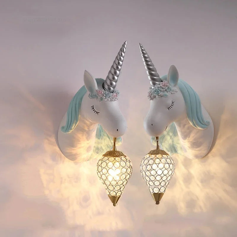 Afralia™ Nordic Unicorn Kids Room Wall Lamp Simple Cartoon Sconce Light Fixtures