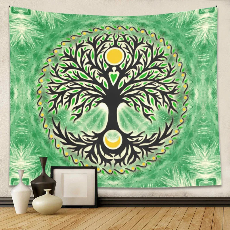 Afralia™ Yggdrasil Sun and Moon Tapestry - Bohemian Home Decor