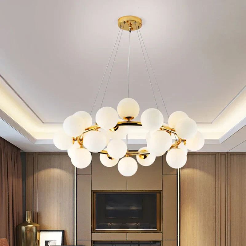 Afralia™ Nordic Style Glass Chandelier for Living Room, Bedroom, and Clothing Store