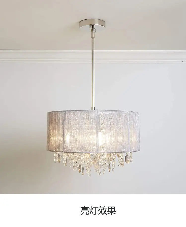 Afralia™ Crystal Fabric Pendant Lamp: Modern Minimalist Style for Bedroom, Study Room & Restaurant.