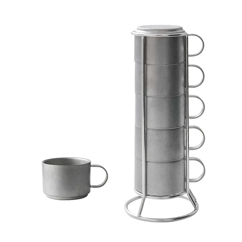 Afralia™ Stainless Steel Double Walled Coffee Cup Set (5 Pack)