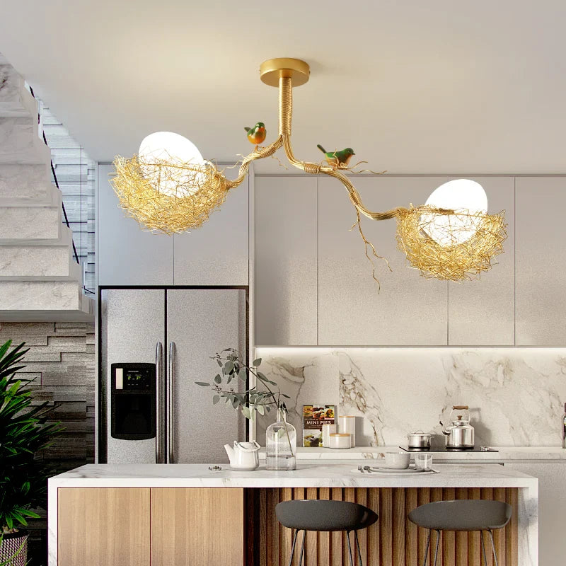 Afralia™ Modern Gold Glass Ball Pendant Light Chandelier for Living Room Bedroom Kitchen