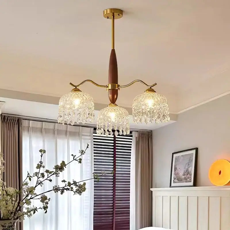 Afralia™ Retro Rose Glass Chandelier Daily Lighting for Living Room & Bedroom