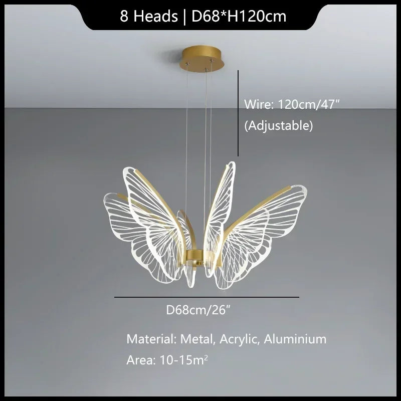 Afralia™ Butterfly Modern Pendant Chandelier for Living Room and Dining Area