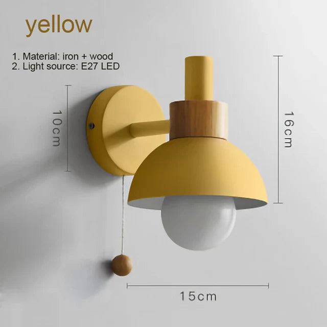 Afralia™ Wood Sconce LED Wall Lamp with Pull Chain Switch