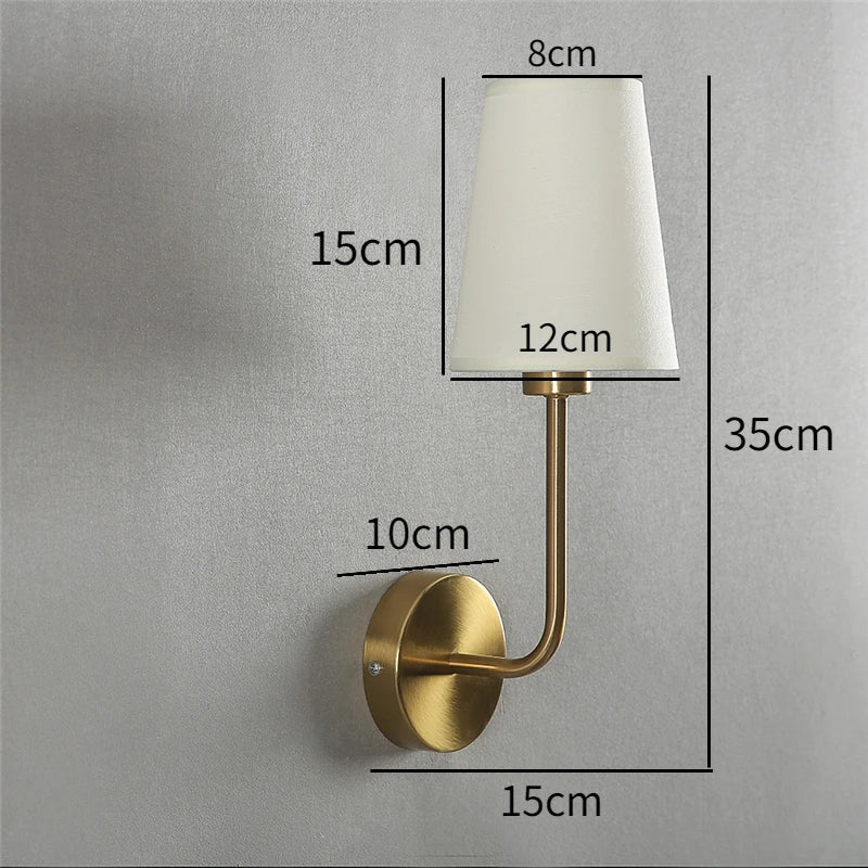Afralia™ Vintage Retro Wall Sconce White Fabric Lampshade for Bedroom Living Room