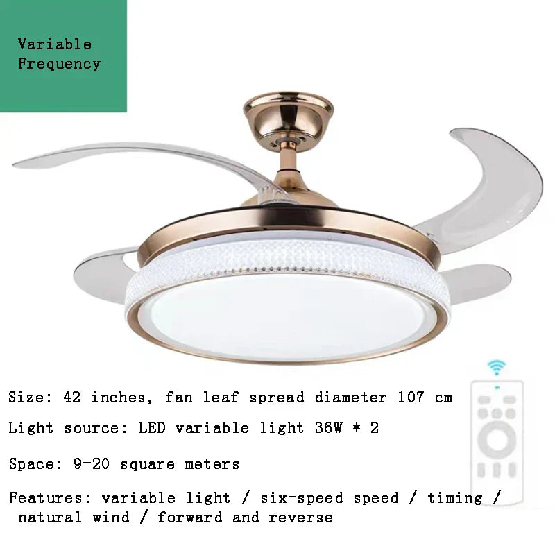 Afralia™ Modern LED Ceiling Fan with Retractable Blades and Remote Control