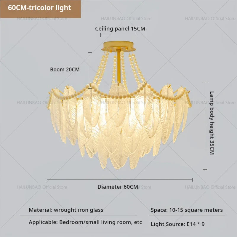 Afralia™ Modern Feather Glass Chandelier for Elegant Living Spaces