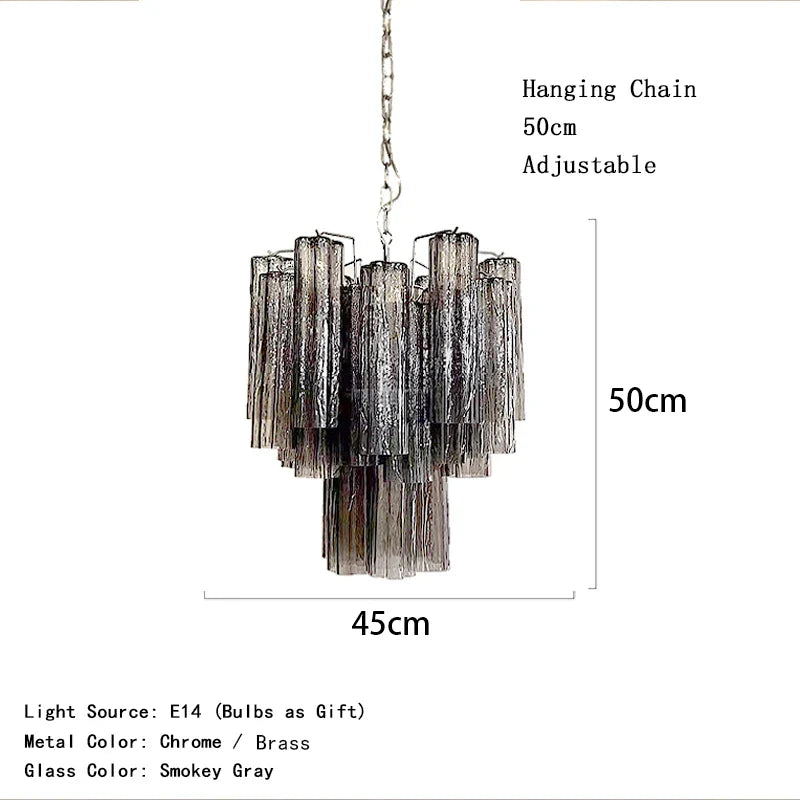 Afralia™ Smokey Gray Glass Chandelier: Scandinavian Murano Flower Lighting for Dining Room